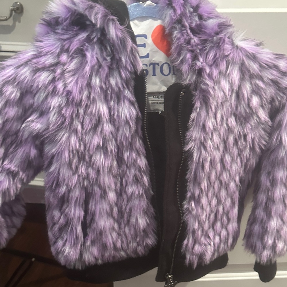 Appaman Faux Fur Jacket in Purple and Black